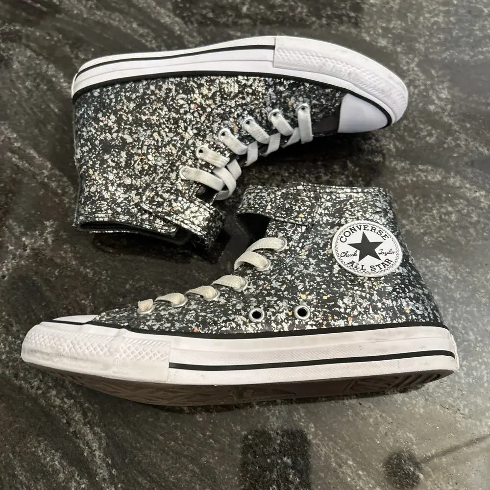 Converse Glitter Dark Matter/White/Girl's High Top Sneakers Size 2.5 A11116C